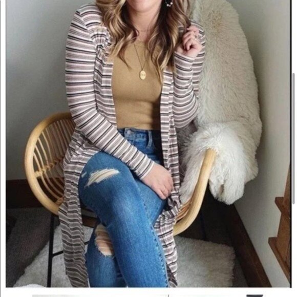Evereve Peyton Jensen Jenny Striped Duster Cardigan - Picture 4 of 9